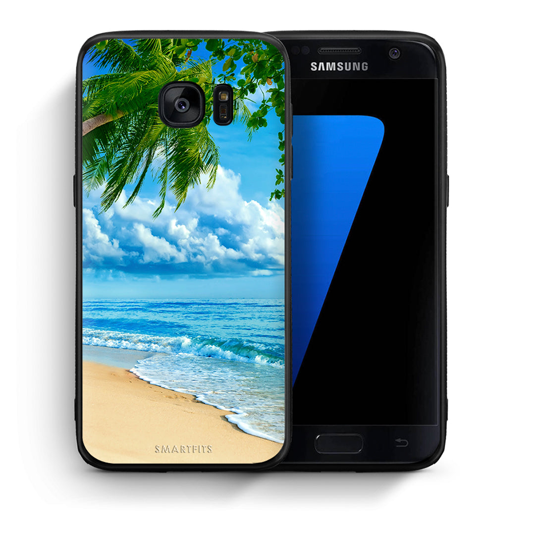 Θήκη Samsung S7 Beautiful Beach από τη Smartfits με σχέδιο στο πίσω μέρος και μαύρο περίβλημα | Samsung S7 Beautiful Beach case with colorful back and black bezels