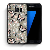Thumbnail for Θήκη Samsung S7 Butterflies Boho από τη Smartfits με σχέδιο στο πίσω μέρος και μαύρο περίβλημα | Samsung S7 Butterflies Boho case with colorful back and black bezels