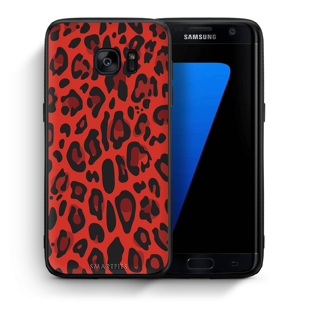 Θήκη Samsung S7 Edge Red Leopard Animal από τη Smartfits με σχέδιο στο πίσω μέρος και μαύρο περίβλημα | Samsung S7 Edge Red Leopard Animal case with colorful back and black bezels