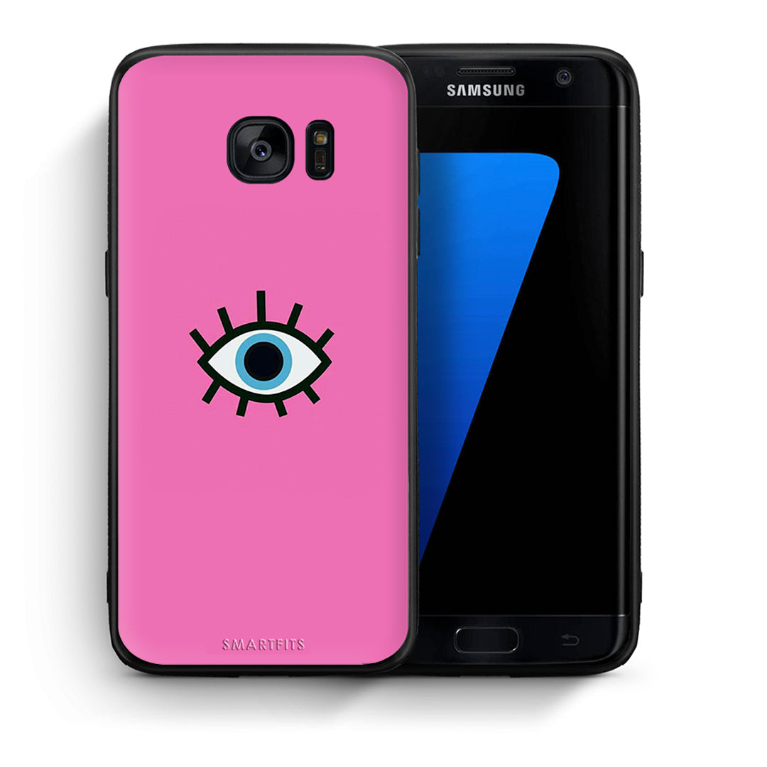 Θήκη Samsung S7 Edge Blue Eye Pink από τη Smartfits με σχέδιο στο πίσω μέρος και μαύρο περίβλημα | Samsung S7 Edge Blue Eye Pink case with colorful back and black bezels