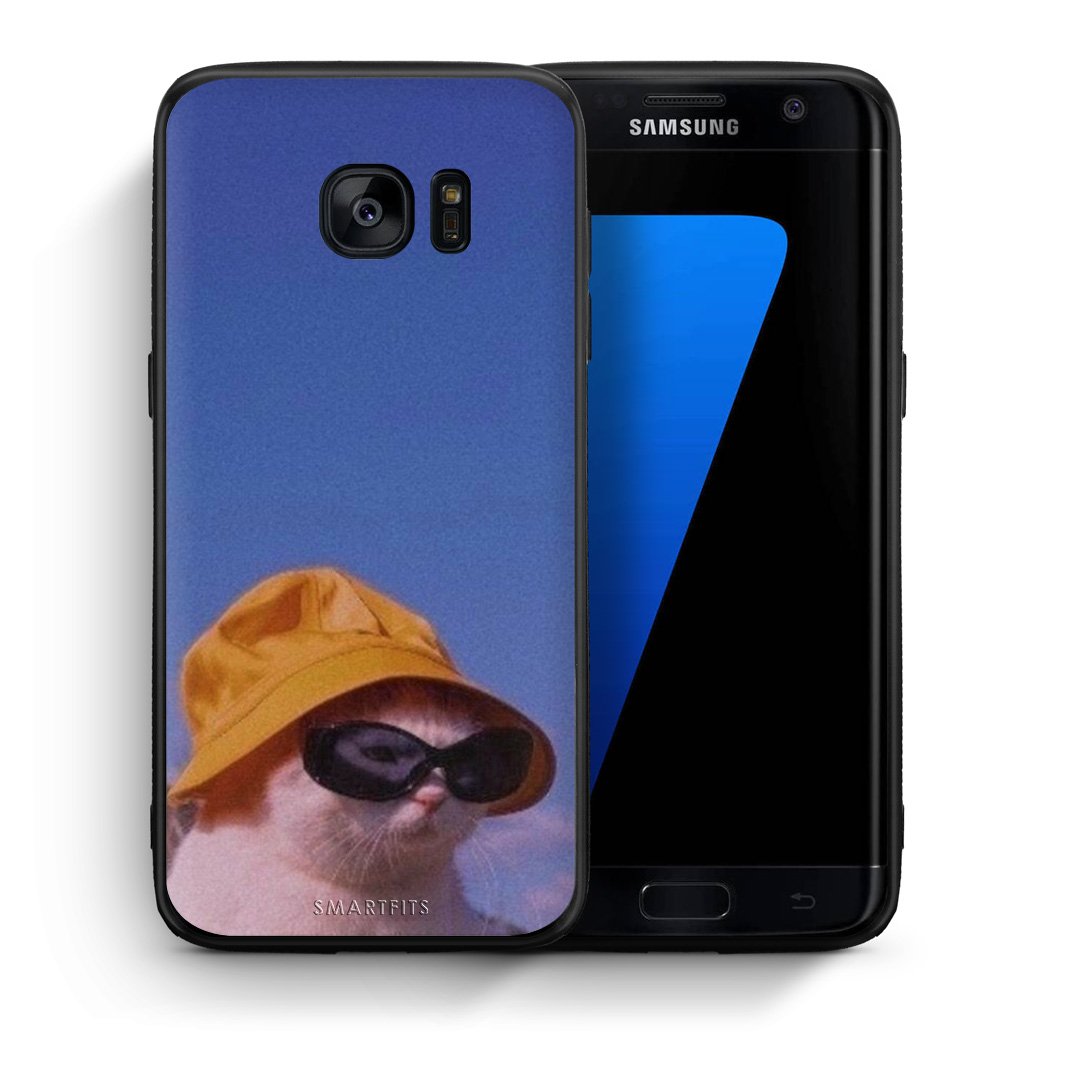 Θήκη Samsung S7 Edge Cat Diva από τη Smartfits με σχέδιο στο πίσω μέρος και μαύρο περίβλημα | Samsung S7 Edge Cat Diva case with colorful back and black bezels