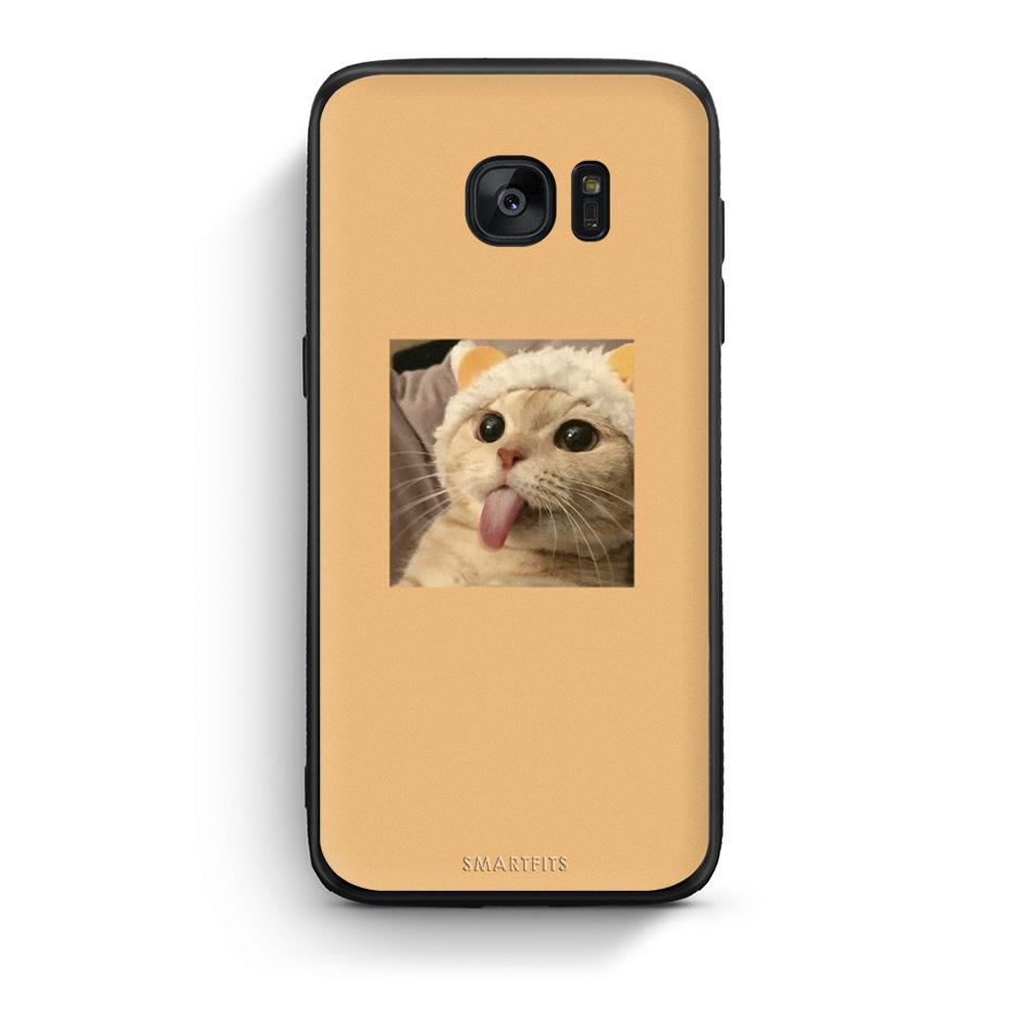 samsung s7 Cat Tongue θήκη από τη Smartfits με σχέδιο στο πίσω μέρος και μαύρο περίβλημα | Smartphone case with colorful back and black bezels by Smartfits
