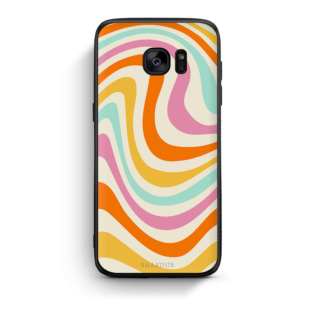 samsung s7 edge Colourful Waves θήκη από τη Smartfits με σχέδιο στο πίσω μέρος και μαύρο περίβλημα | Smartphone case with colorful back and black bezels by Smartfits