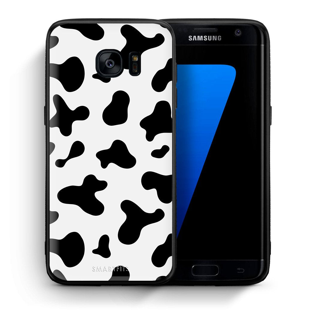 Θήκη Samsung S7 Edge Cow Print από τη Smartfits με σχέδιο στο πίσω μέρος και μαύρο περίβλημα | Samsung S7 Edge Cow Print case with colorful back and black bezels