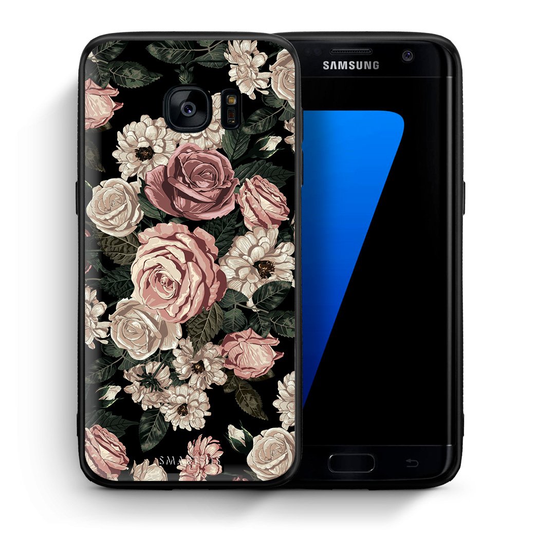Θήκη Samsung S7 Edge Wild Roses Flower από τη Smartfits με σχέδιο στο πίσω μέρος και μαύρο περίβλημα | Samsung S7 Edge Wild Roses Flower case with colorful back and black bezels