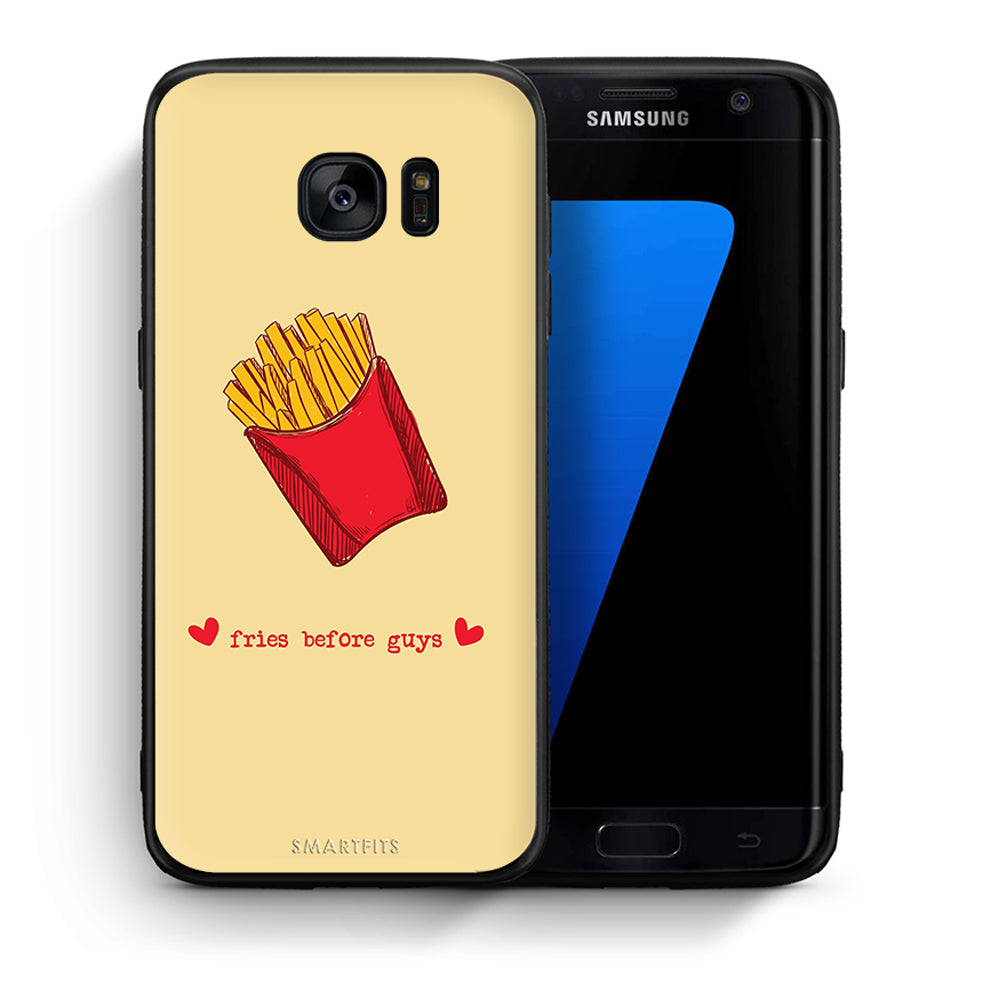 Θήκη Αγίου Βαλεντίνου Samsung S7 Fries Before Guys από τη Smartfits με σχέδιο στο πίσω μέρος και μαύρο περίβλημα | Samsung S7 Fries Before Guys case with colorful back and black bezels