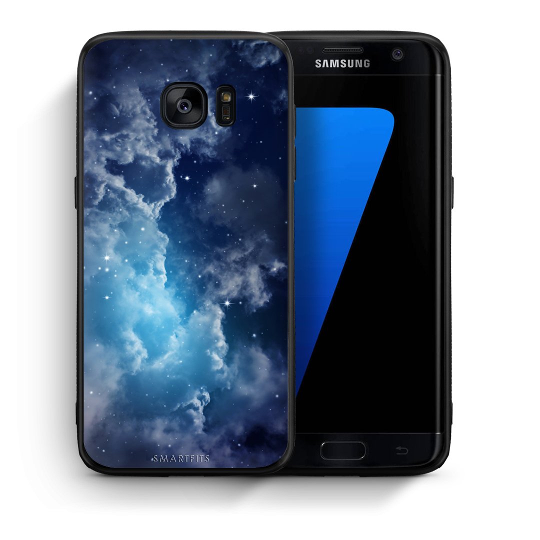 Θήκη Samsung S7 Edge Blue Sky Galaxy από τη Smartfits με σχέδιο στο πίσω μέρος και μαύρο περίβλημα | Samsung S7 Edge Blue Sky Galaxy case with colorful back and black bezels