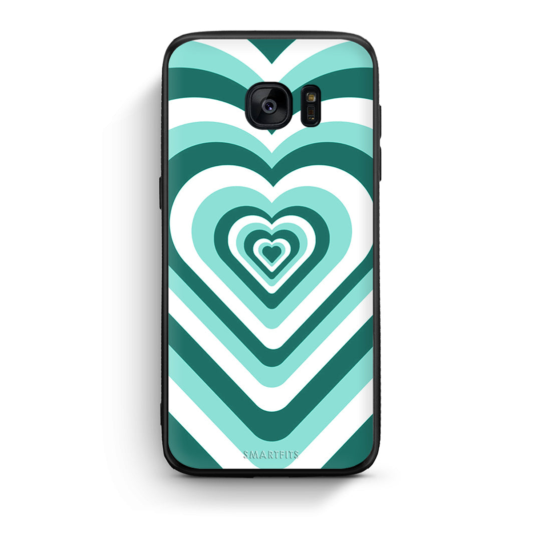 samsung s7 edge Green Hearts θήκη από τη Smartfits με σχέδιο στο πίσω μέρος και μαύρο περίβλημα | Smartphone case with colorful back and black bezels by Smartfits