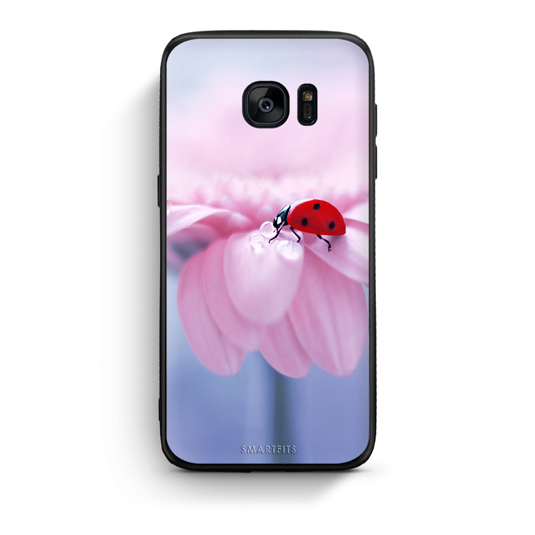 samsung s7 Ladybug Flower θήκη από τη Smartfits με σχέδιο στο πίσω μέρος και μαύρο περίβλημα | Smartphone case with colorful back and black bezels by Smartfits