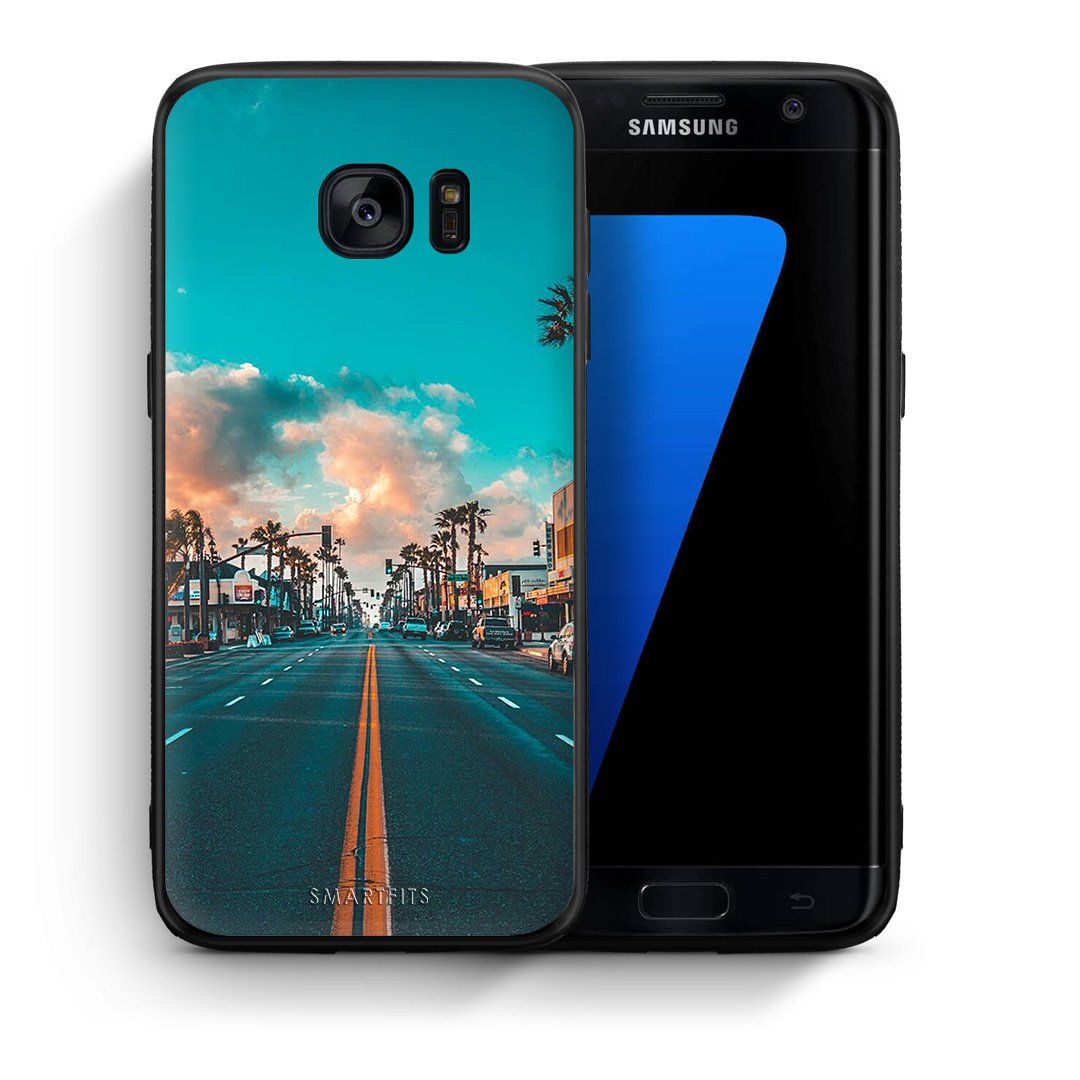 Θήκη Samsung S7 Edge City Landscape από τη Smartfits με σχέδιο στο πίσω μέρος και μαύρο περίβλημα | Samsung S7 Edge City Landscape case with colorful back and black bezels
