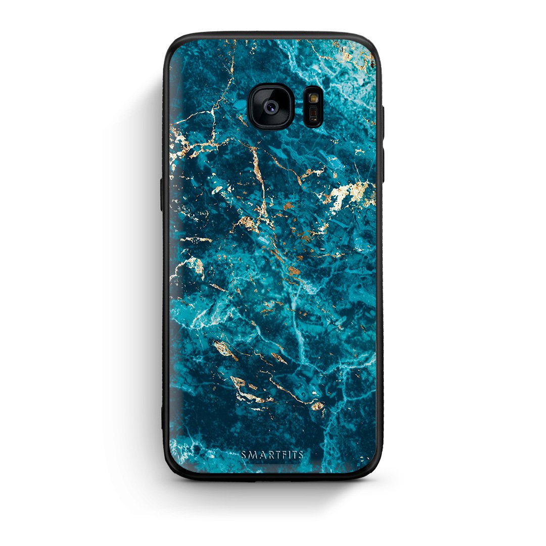 samsung s7 Marble Blue θήκη από τη Smartfits με σχέδιο στο πίσω μέρος και μαύρο περίβλημα | Smartphone case with colorful back and black bezels by Smartfits