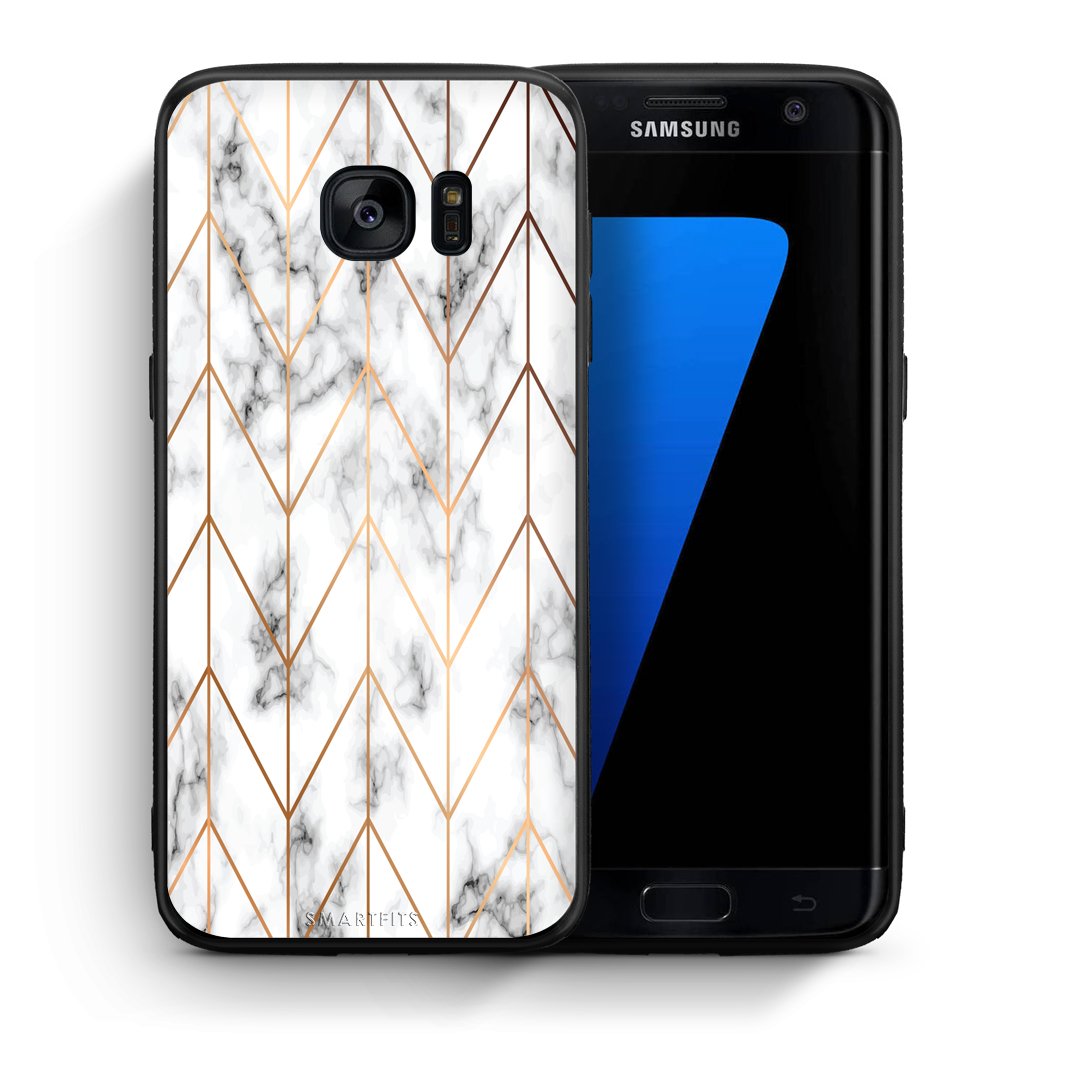 Θήκη Samsung S7 Edge Gold Geometric Marble από τη Smartfits με σχέδιο στο πίσω μέρος και μαύρο περίβλημα | Samsung S7 Edge Gold Geometric Marble case with colorful back and black bezels
