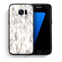 Thumbnail for Θήκη Samsung S7 Edge Gold Geometric Marble από τη Smartfits με σχέδιο στο πίσω μέρος και μαύρο περίβλημα | Samsung S7 Edge Gold Geometric Marble case with colorful back and black bezels