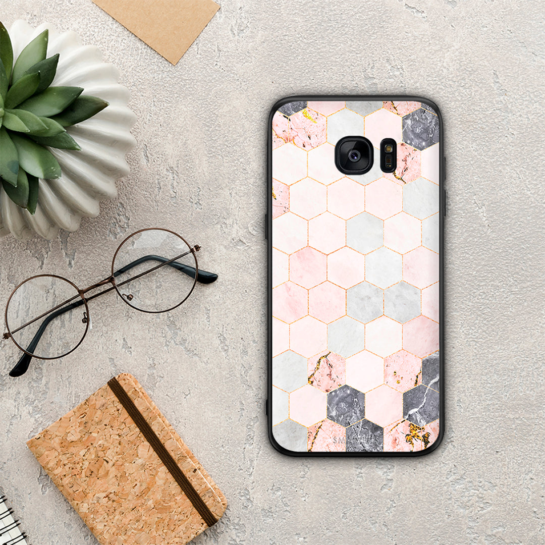 Marble Hexagon Pink - Samsung Galaxy S7