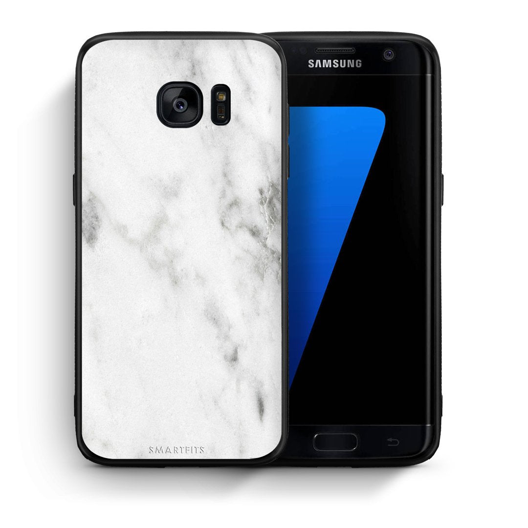 Θήκη Samsung S7 Edge White Marble από τη Smartfits με σχέδιο στο πίσω μέρος και μαύρο περίβλημα | Samsung S7 Edge White Marble case with colorful back and black bezels