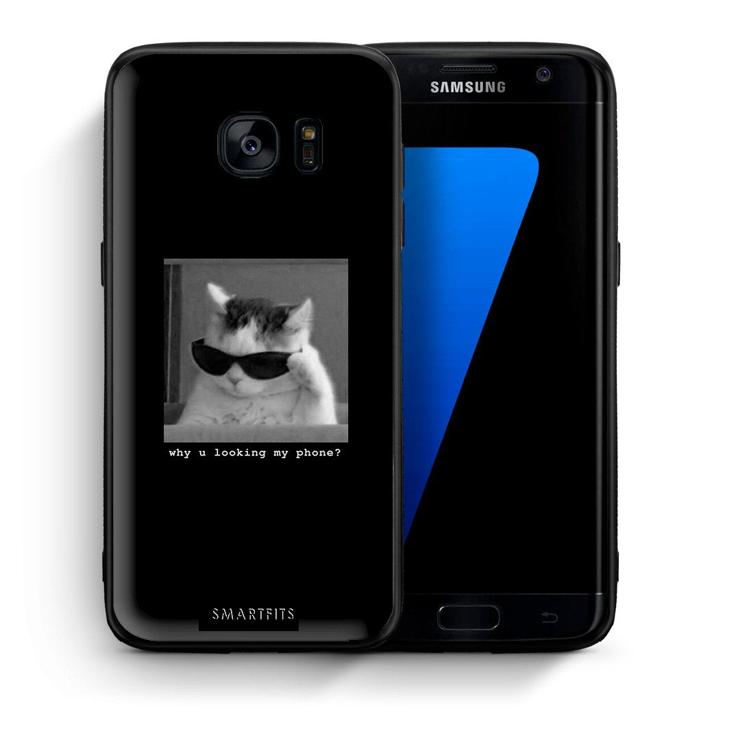 Θήκη Samsung S7 Edge Meme Cat από τη Smartfits με σχέδιο στο πίσω μέρος και μαύρο περίβλημα | Samsung S7 Edge Meme Cat case with colorful back and black bezels