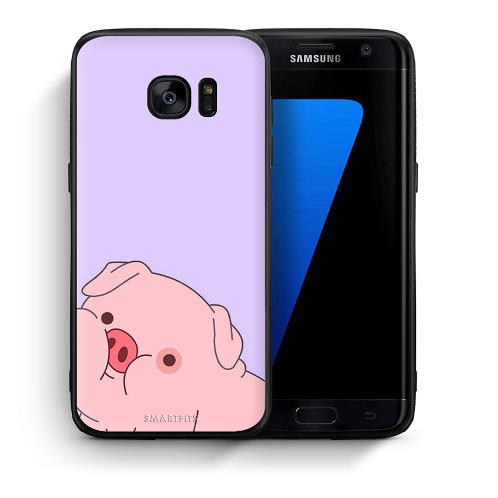 Θήκη Αγίου Βαλεντίνου Samsung S7 Pig Love 2 από τη Smartfits με σχέδιο στο πίσω μέρος και μαύρο περίβλημα | Samsung S7 Pig Love 2 case with colorful back and black bezels