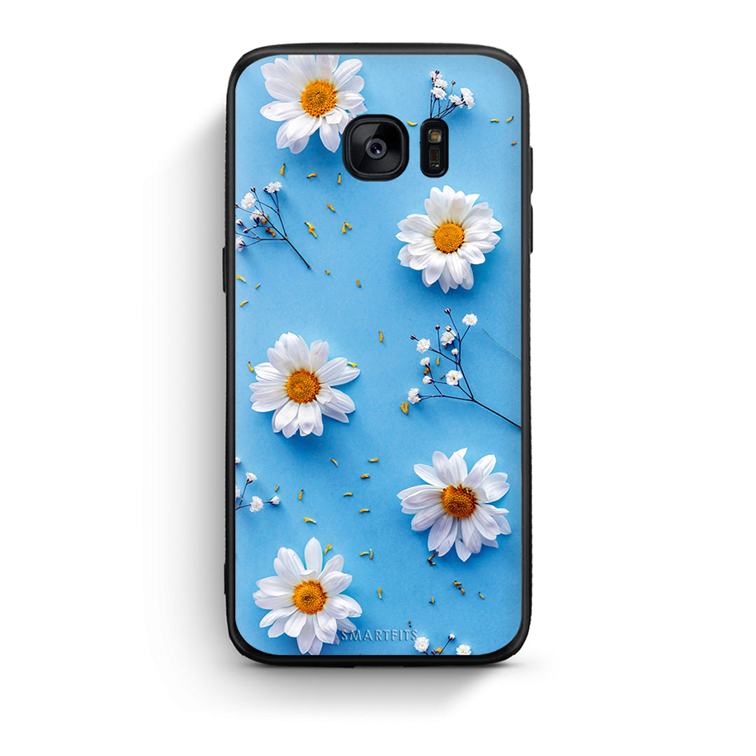 samsung s7 Real Daisies θήκη από τη Smartfits με σχέδιο στο πίσω μέρος και μαύρο περίβλημα | Smartphone case with colorful back and black bezels by Smartfits