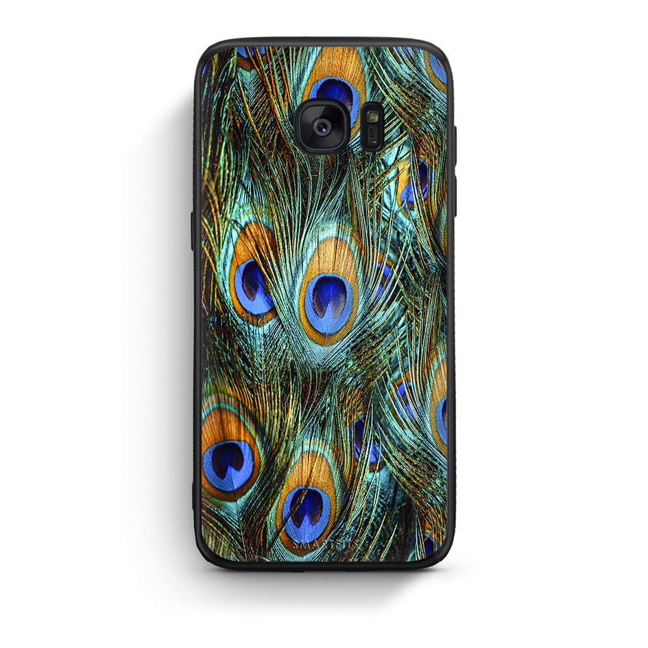 samsung s7 Real Peacock Feathers θήκη από τη Smartfits με σχέδιο στο πίσω μέρος και μαύρο περίβλημα | Smartphone case with colorful back and black bezels by Smartfits