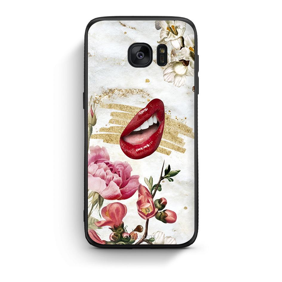 samsung s7 edge Red Lips θήκη από τη Smartfits με σχέδιο στο πίσω μέρος και μαύρο περίβλημα | Smartphone case with colorful back and black bezels by Smartfits