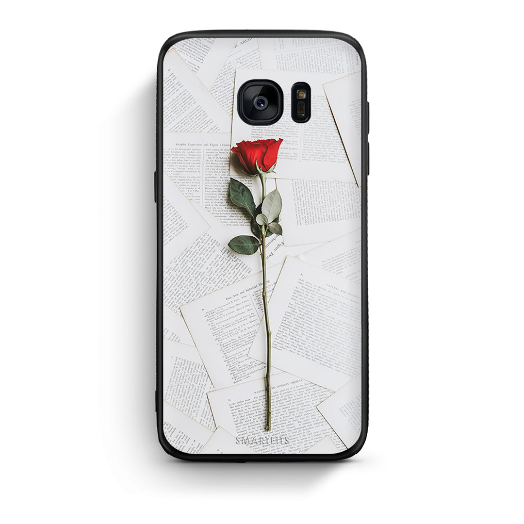 samsung s7 Red Rose θήκη από τη Smartfits με σχέδιο στο πίσω μέρος και μαύρο περίβλημα | Smartphone case with colorful back and black bezels by Smartfits