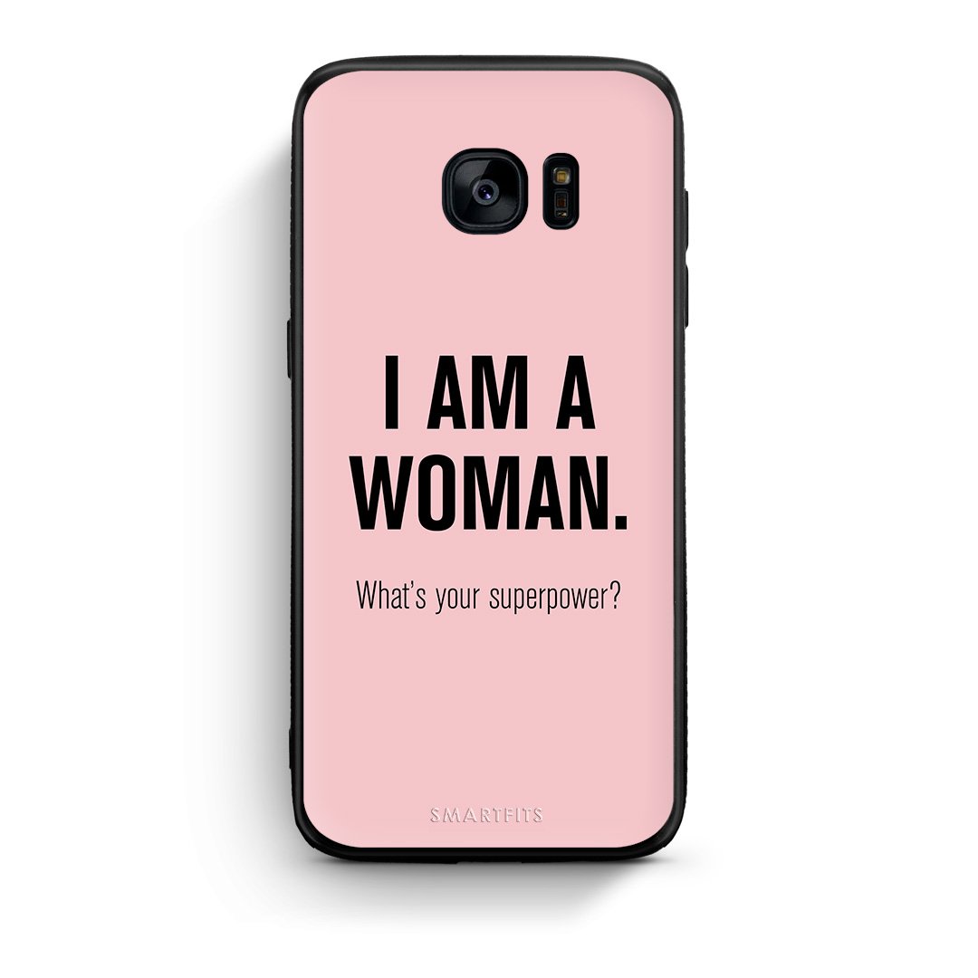 samsung s7 Superpower Woman θήκη από τη Smartfits με σχέδιο στο πίσω μέρος και μαύρο περίβλημα | Smartphone case with colorful back and black bezels by Smartfits