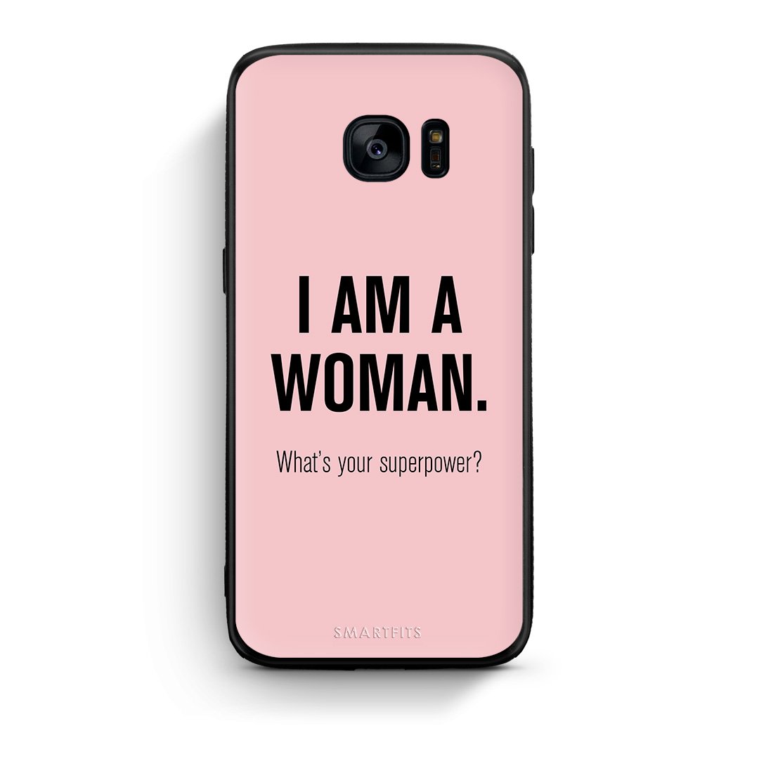 samsung s7 edge Superpower Woman θήκη από τη Smartfits με σχέδιο στο πίσω μέρος και μαύρο περίβλημα | Smartphone case with colorful back and black bezels by Smartfits