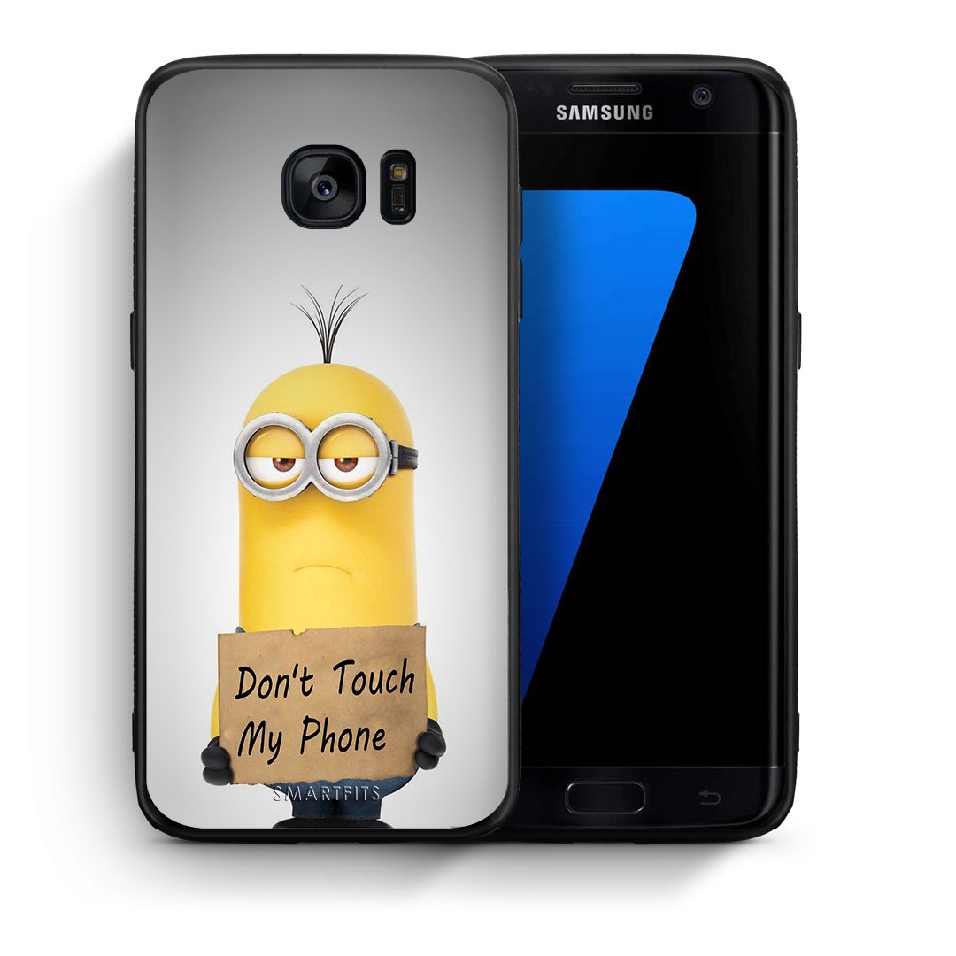 Θήκη Samsung S7 Edge Minion Text από τη Smartfits με σχέδιο στο πίσω μέρος και μαύρο περίβλημα | Samsung S7 Edge Minion Text case with colorful back and black bezels