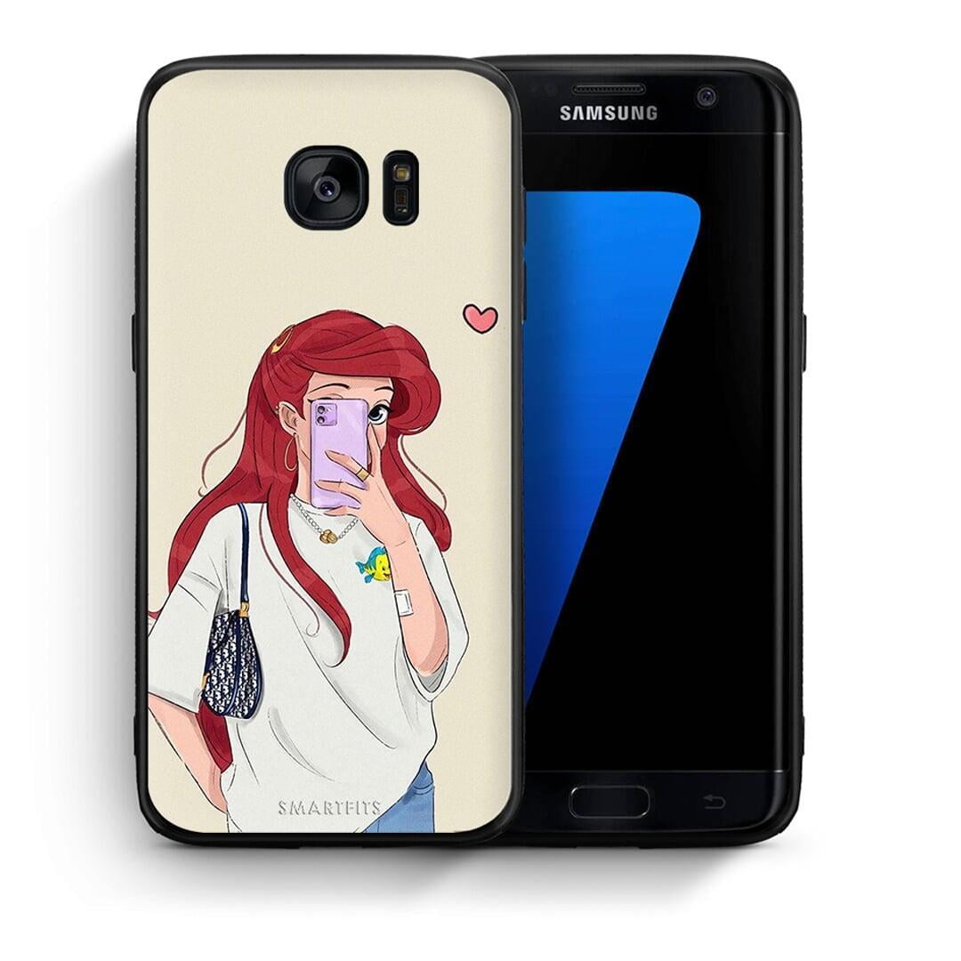 Θήκη Samsung S7 Edge Walking Mermaid από τη Smartfits με σχέδιο στο πίσω μέρος και μαύρο περίβλημα | Samsung S7 Edge Walking Mermaid case with colorful back and black bezels