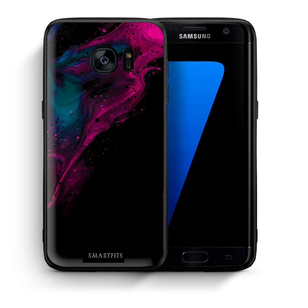 Θήκη Samsung S7 Edge Pink Black Watercolor από τη Smartfits με σχέδιο στο πίσω μέρος και μαύρο περίβλημα | Samsung S7 Edge Pink Black Watercolor case with colorful back and black bezels