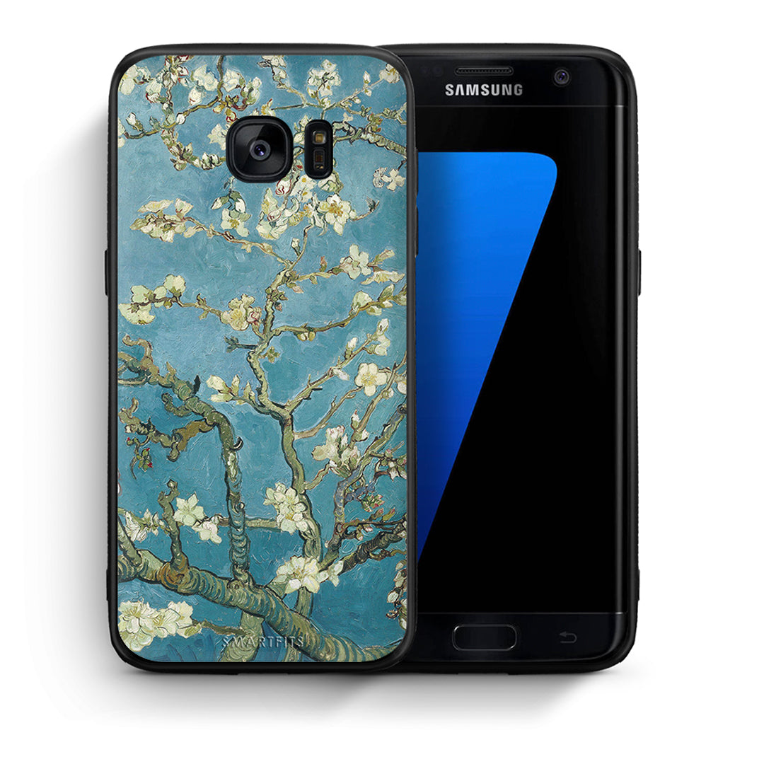 Θήκη Samsung S7 Edge White Blossoms από τη Smartfits με σχέδιο στο πίσω μέρος και μαύρο περίβλημα | Samsung S7 Edge White Blossoms case with colorful back and black bezels