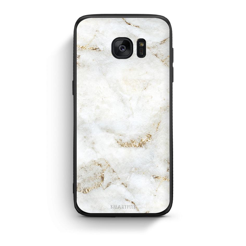 samsung s7 edge White Gold Marble θήκη από τη Smartfits με σχέδιο στο πίσω μέρος και μαύρο περίβλημα | Smartphone case with colorful back and black bezels by Smartfits