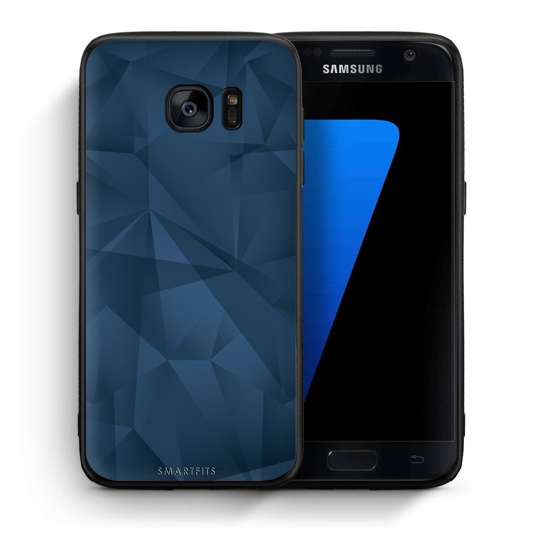 Θήκη Samsung S7 Blue Abstract Geometric από τη Smartfits με σχέδιο στο πίσω μέρος και μαύρο περίβλημα | Samsung S7 Blue Abstract Geometric case with colorful back and black bezels