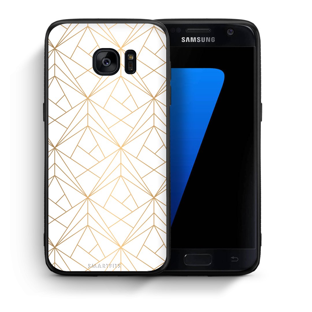 Θήκη Samsung S7 Luxury White Geometric από τη Smartfits με σχέδιο στο πίσω μέρος και μαύρο περίβλημα | Samsung S7 Luxury White Geometric case with colorful back and black bezels
