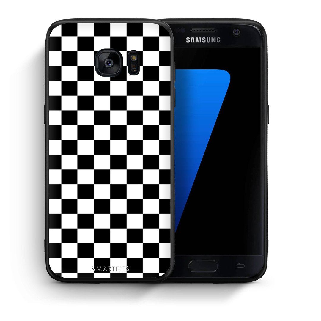Θήκη Samsung S7 Squares Geometric από τη Smartfits με σχέδιο στο πίσω μέρος και μαύρο περίβλημα | Samsung S7 Squares Geometric case with colorful back and black bezels