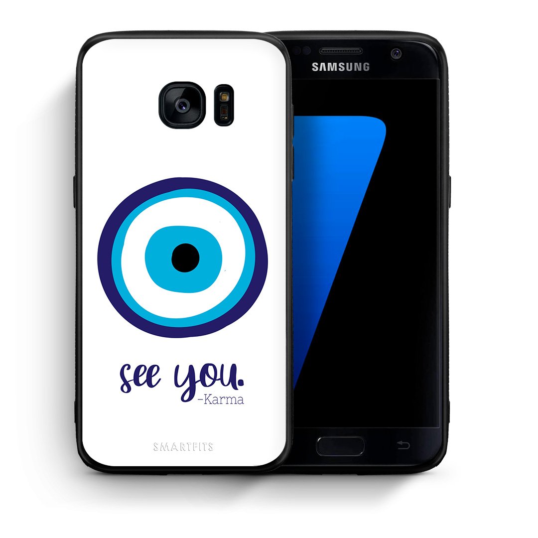 Θήκη Samsung S7 Karma Says από τη Smartfits με σχέδιο στο πίσω μέρος και μαύρο περίβλημα | Samsung S7 Karma Says case with colorful back and black bezels