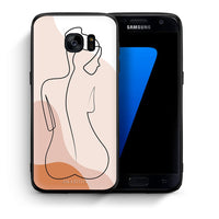 Thumbnail for Θήκη Samsung S7 LineArt Woman από τη Smartfits με σχέδιο στο πίσω μέρος και μαύρο περίβλημα | Samsung S7 LineArt Woman case with colorful back and black bezels