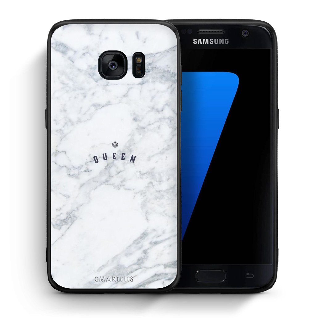 Θήκη Samsung S7 Queen Marble από τη Smartfits με σχέδιο στο πίσω μέρος και μαύρο περίβλημα | Samsung S7 Queen Marble case with colorful back and black bezels