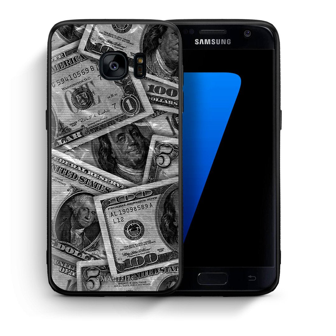 Θήκη Samsung S7 Money Dollars από τη Smartfits με σχέδιο στο πίσω μέρος και μαύρο περίβλημα | Samsung S7 Money Dollars case with colorful back and black bezels