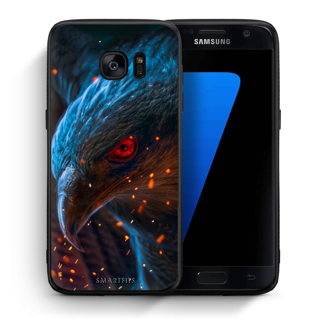 Θήκη Samsung S7 Eagle PopArt από τη Smartfits με σχέδιο στο πίσω μέρος και μαύρο περίβλημα | Samsung S7 Eagle PopArt case with colorful back and black bezels