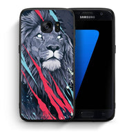 Thumbnail for Θήκη Samsung S7 Lion Designer PopArt από τη Smartfits με σχέδιο στο πίσω μέρος και μαύρο περίβλημα | Samsung S7 Lion Designer PopArt case with colorful back and black bezels