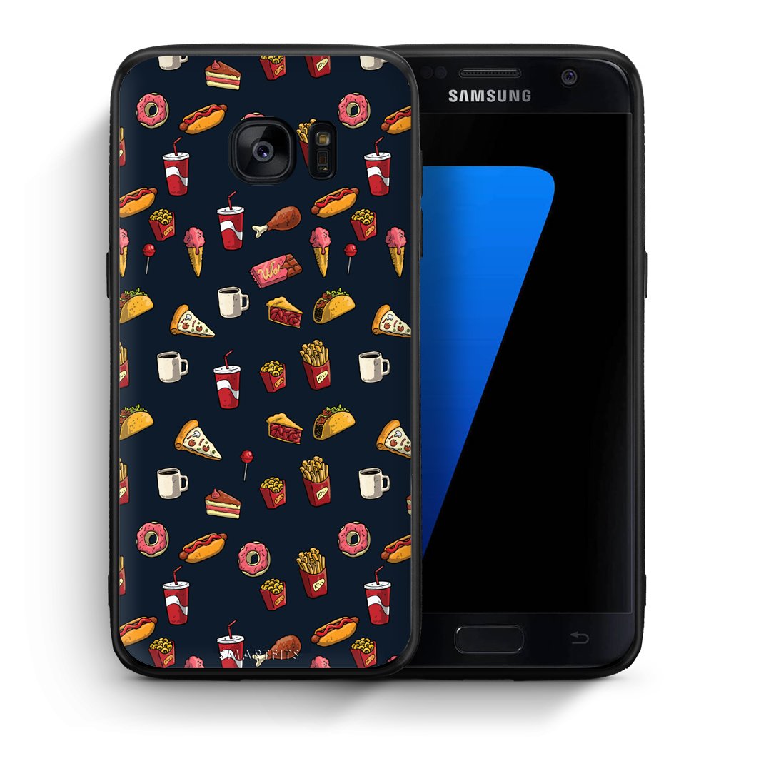 Θήκη Samsung S7 Hungry Random από τη Smartfits με σχέδιο στο πίσω μέρος και μαύρο περίβλημα | Samsung S7 Hungry Random case with colorful back and black bezels