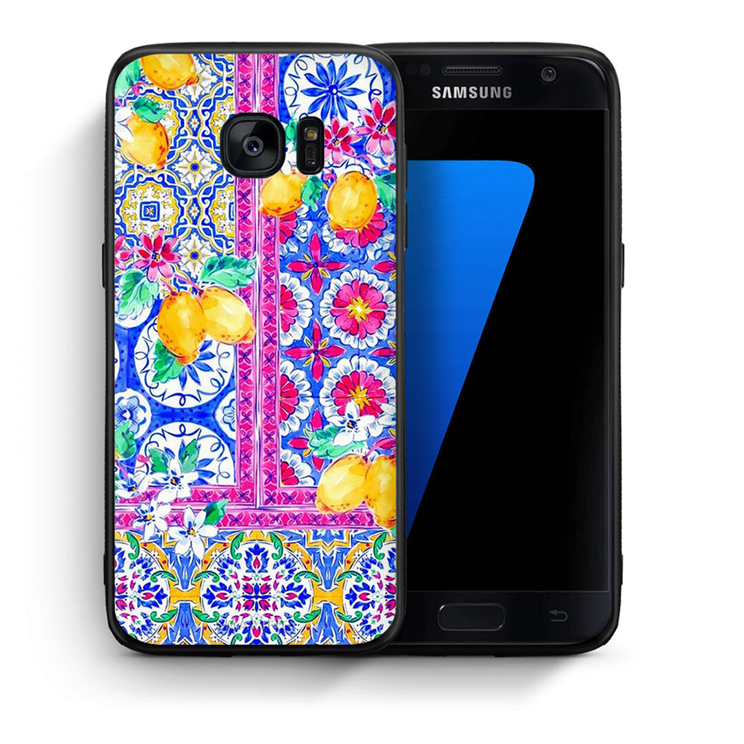 Θήκη Samsung S7 Retro Spring από τη Smartfits με σχέδιο στο πίσω μέρος και μαύρο περίβλημα | Samsung S7 Retro Spring case with colorful back and black bezels