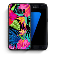Thumbnail for Θήκη Samsung S7 Tropical Flowers από τη Smartfits με σχέδιο στο πίσω μέρος και μαύρο περίβλημα | Samsung S7 Tropical Flowers case with colorful back and black bezels