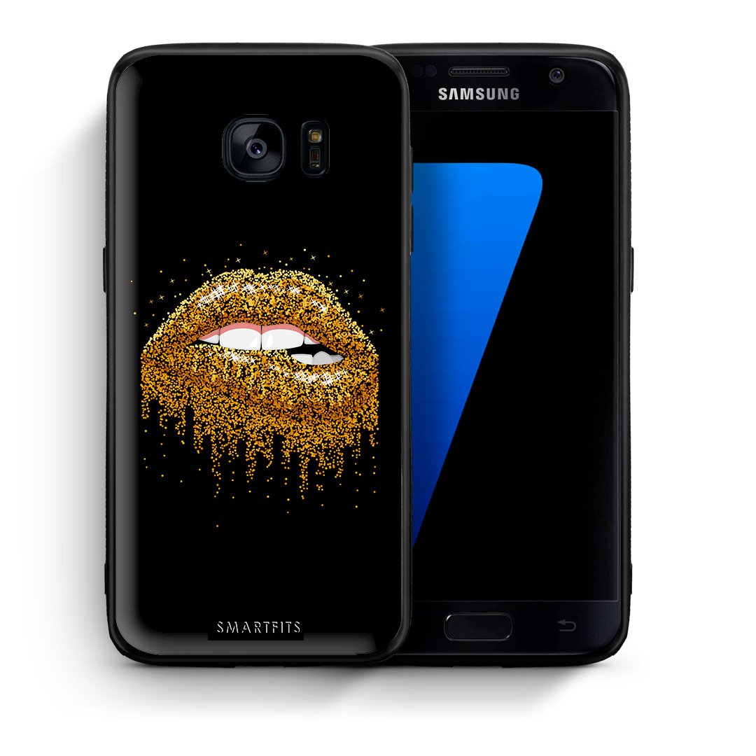 Θήκη Samsung S7 Golden Valentine από τη Smartfits με σχέδιο στο πίσω μέρος και μαύρο περίβλημα | Samsung S7 Golden Valentine case with colorful back and black bezels