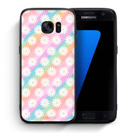 Thumbnail for Θήκη Samsung S7 White Daisies από τη Smartfits με σχέδιο στο πίσω μέρος και μαύρο περίβλημα | Samsung S7 White Daisies case with colorful back and black bezels