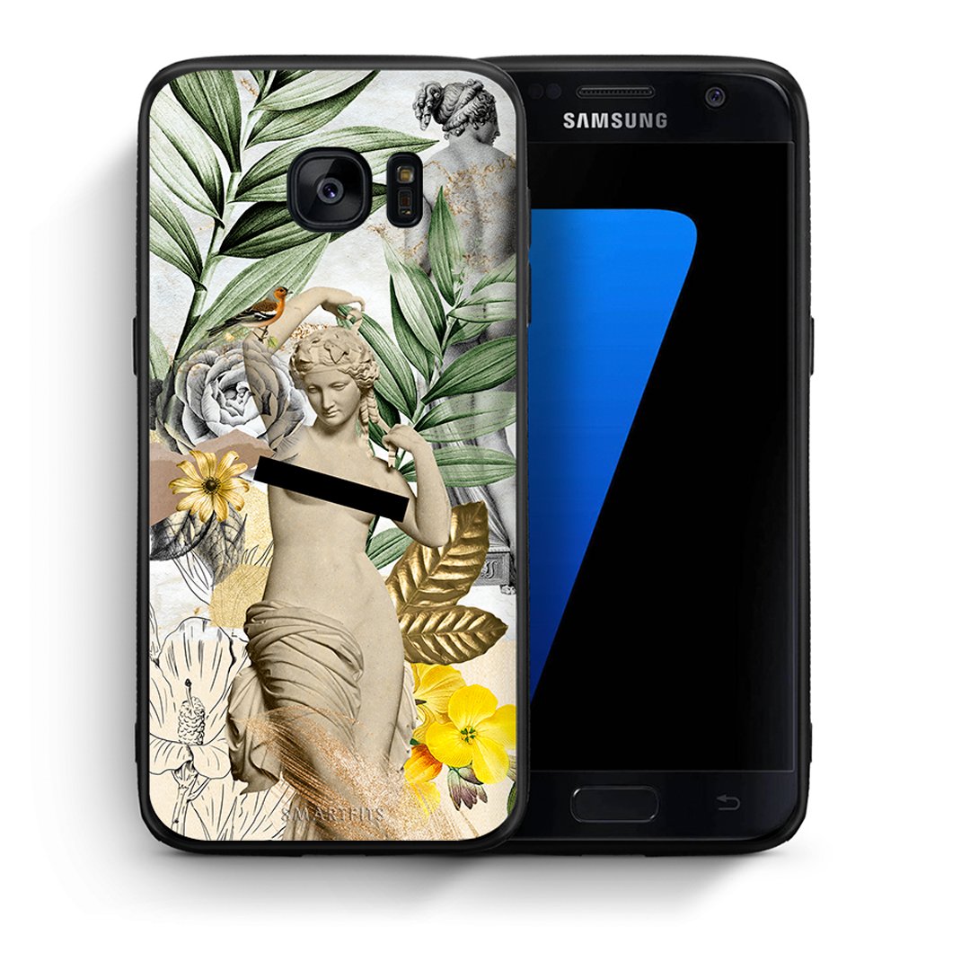 Θήκη Samsung S7 Woman Statue από τη Smartfits με σχέδιο στο πίσω μέρος και μαύρο περίβλημα | Samsung S7 Woman Statue case with colorful back and black bezels