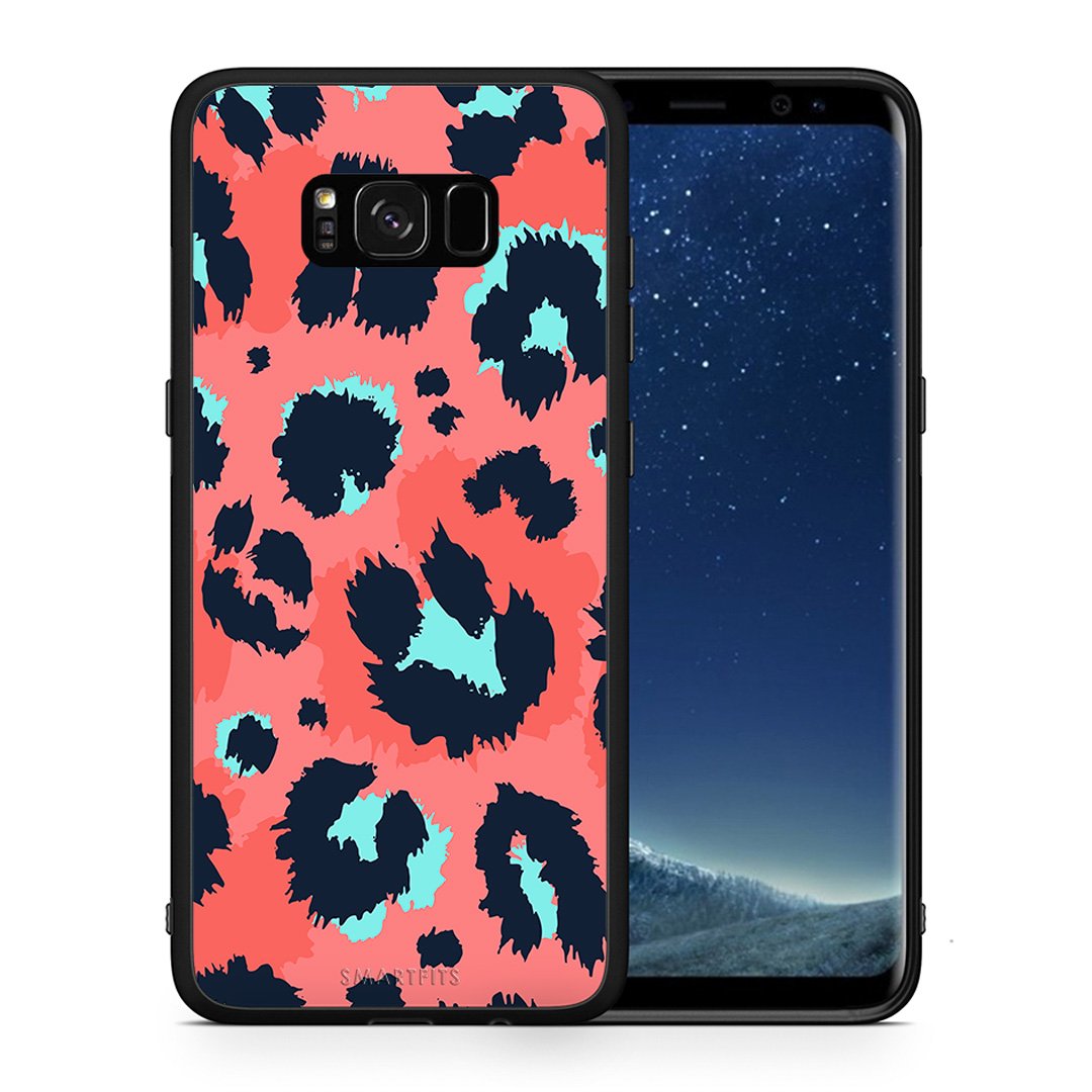 Θήκη Samsung S8+ Pink Leopard Animal από τη Smartfits με σχέδιο στο πίσω μέρος και μαύρο περίβλημα | Samsung S8+ Pink Leopard Animal case with colorful back and black bezels