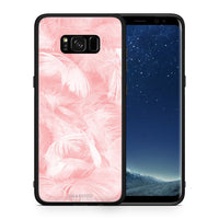 Thumbnail for Θήκη Samsung S8 Pink Feather Boho από τη Smartfits με σχέδιο στο πίσω μέρος και μαύρο περίβλημα | Samsung S8 Pink Feather Boho case with colorful back and black bezels