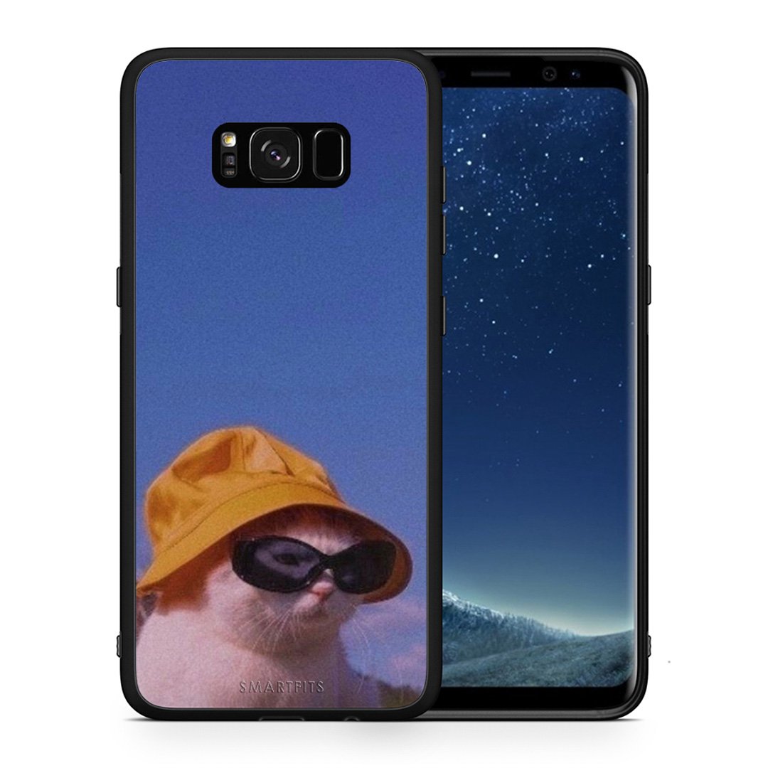 Θήκη Samsung S8+ Cat Diva από τη Smartfits με σχέδιο στο πίσω μέρος και μαύρο περίβλημα | Samsung S8+ Cat Diva case with colorful back and black bezels